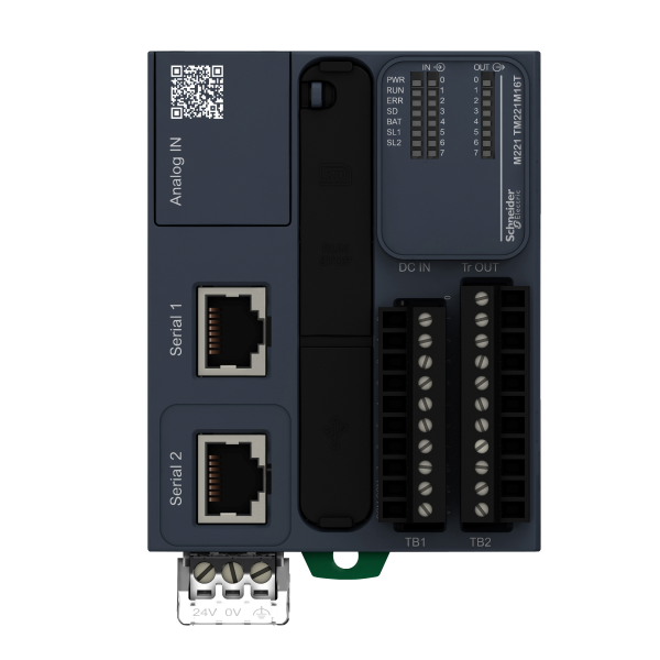 Vignette 3 produit Ref : TM221ME16T | Modicon M221 Book, contrôleur 16E/S PNP, port Ethernet+série, 24VCC, vis