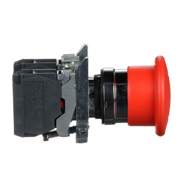 Vignette 3 produit Ref : XB4BT845 | Harmony XB4 - arrêt urgence - Ø40 - pousser tirer - rouge - 1O+1F - vis étrier