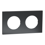 SCHNEIDER ELECTRIC New odace  mtal - plaque de finition 2 postes - effet perle noire support noir S912704