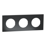 SCHNEIDER ELECTRIC New odace  mtal - plaque de finition 3 postes - effet perle noire support noir S912706