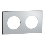 SCHNEIDER ELECTRIC New odace  mtal - plaque de finition 2 postes - effet aluminium support noir S913704