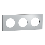 SCHNEIDER ELECTRIC New odace  mtal - plaque de finition 3 postes - effet aluminium support noir S913706
