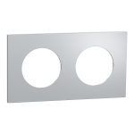 SCHNEIDER ELECTRIC New odace  mtal - plaque de finition 2 postes - effet aluminium support blanc S914704