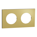 SCHNEIDER ELECTRIC New odace  mtal - plaque de finition 2 postes - effet laiton support noir S916704