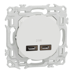 SCHNEIDER ELECTRIC New odace  - chargeur double usb type c+c - 21w power delivery - blanc craie  S920401