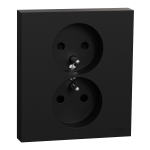 SCHNEIDER ELECTRIC New odace  - double prise de courant 2p+t avec plaque - install 1 poste - noir onyx S941089