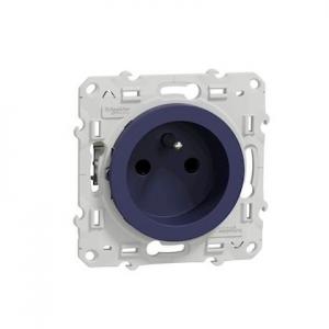 SCHNEIDER ELECTRIC Odace - prise de courant - 2p+t - franaise - bleu cobalt - fixation par vis - raccordement : 1 x 1.5  2 x 2 -5 mm souple | 1 x 1.5  2 x 4 mm rigide / multibrin - bornes automatiques - 16 a - 250vca 50 hz - nf - ik04 - ip21d S550049