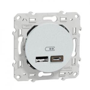 SCHNEIDER ELECTRIC Odace - prise de courant affleurante - 2p+t - franaise - blanc recycl brillant - fixation par vis - raccordement : 1 x 1.5?2 x 4 mm souple / rigide / multibrin - bornes automatiques - 16 a - 250vca 50 hz - nf - ik04 - ip21d S510401