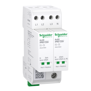 SCHNEIDER ELECTRIC S.A.S. Acti9 iprd c20r parafoudre compact 3pn 36mm in=5ka-up=1.5kv icc=25ka A9L2C620