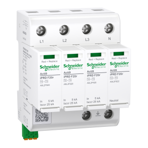 SCHNEIDER ELECTRIC S.A.S. Acti9 iprd f20r parafoudre autoprot�g� 72mm 3pn in=5ka  up=1.5kv  icc=25ka A9L2F620