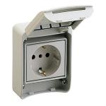 SCHNEIDER ELECTRIC Pratika - prise pk gris clair - 2p+t latrale 10/16 a cee 7 - ip 55 - saillie 81141