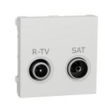 SCHNEIDER ELECTRIC Unica - prise r-tv + sat - individuel - 2 mod - blanc - mca seul NU345418