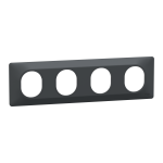 SCHNEIDER ELECTRIC Ovalis - plaque de finition - 4 postes horizontal - entraxe 71mm - anthracite S340708