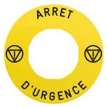 SCHNEIDER ELECTRIC Harmony tiquette circulaire 60mm jaune logo en13850 arret d urgence pr zbz3605 ZBY9130T     