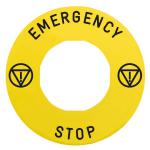 SCHNEIDER ELECTRIC Harmony tiquette circulaire 60mm jaune logo en13850 emergency stop pr zbz3605 ZBY9330T     