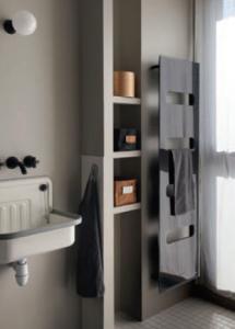 Photo CAMPASTYLE ELITE 3.0  1300W Noir Astrakan Radiateur s�che-serviettes rayonnant et soufflant en glace de verre massive | Ref : CVED13SEPB