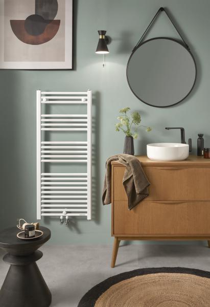 Vignette 2 produit Radiateur s�che-serviettes - 2012 �troit eau chaude 0432W blanc raccordements doubles centr�s ou sur collecteurs | Ref : 833951