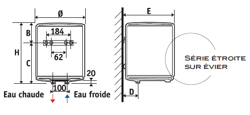 Vignette 3 produit Ref : 321104        | Chauffe-eau lectrique petite capacit sur vier 30L