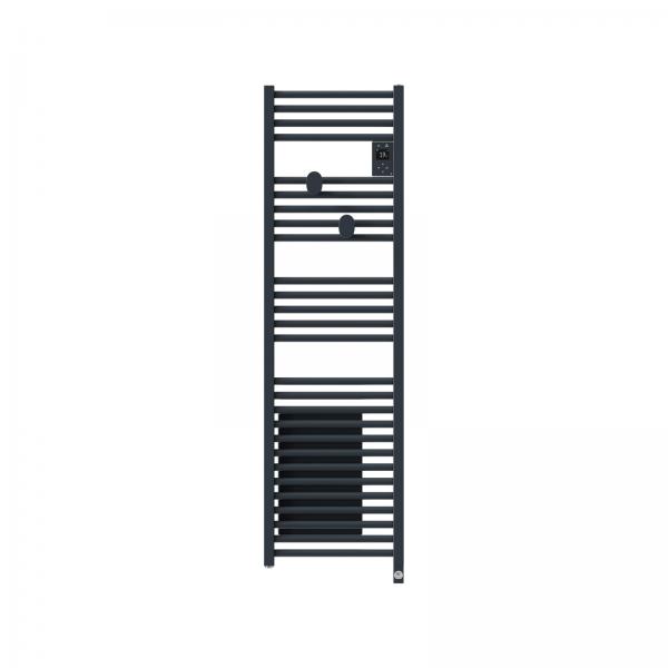 Photo Radiateur sche-serviettes connect Riva 5 Etroit avec soufflerie 1500W Ardoise | Ref : 471654