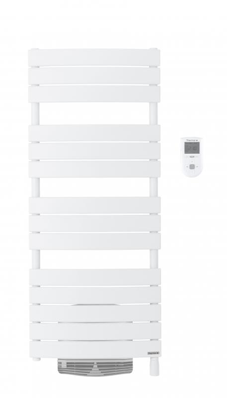 Vignette 2 produit Radiateur salle de bains 3CS (Triple Confort Systme) - Riviera digital lectrique avec soufflerie 1500W blanc brillant. livr avec 2 patres positionnables  diffrentes hauteurs | Ref : 498251