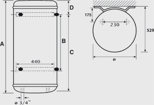 Vignette 3 produit Ref : 281067 | Chauffe-eau �lectrique Blind� 200L vertical mural standard