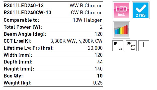 Vignette 3 produit Ref : R3011LED240CW-13 | Triangle LED pour cabine 4200K Allu Bross