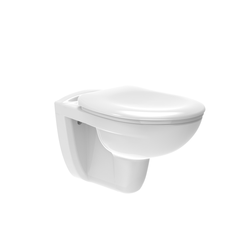 Photo Cuvette suspendue Illico avec bride 360x385x540 avec abattant en blanc | Ref : CVS2245