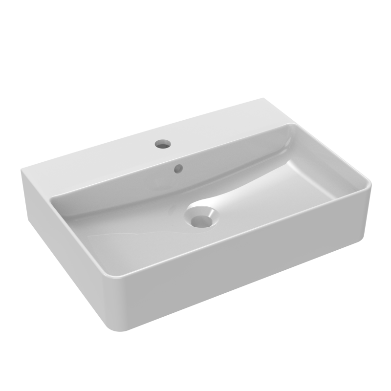 Photo Vasque  poser Illico L60cm P42cm H13.5cm Avec trop plein et percement rob.
 | Ref : VQP2220