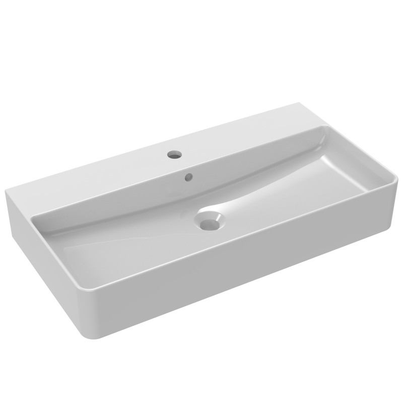 Photo Vasque  poser Illico L80cm P42cm H13.5cm Avec trop plein et percement rob. | Ref : VQP2224