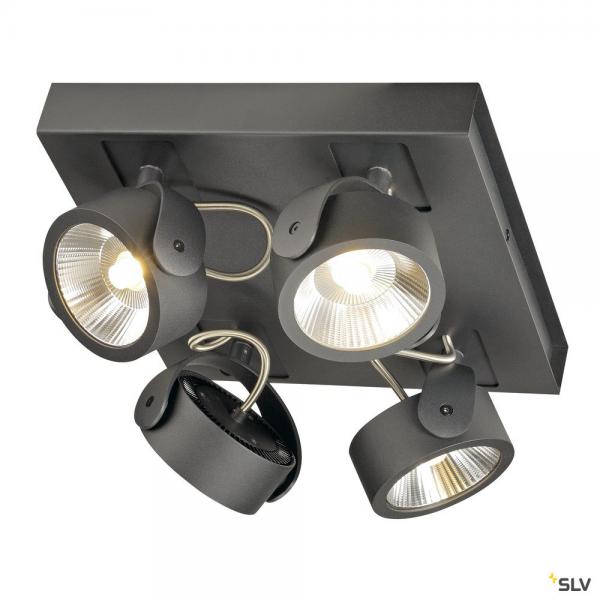 Photo KALU, applique et plafonnier intrieur, quad, carr, noir, LED, 60W, 3000K, variable | Ref : 1000135