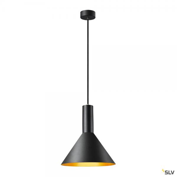 Photo PHELIA 25, suspension intrieure,  27,5 cm, noir/dor, E27, 23W max | Ref : 1002949