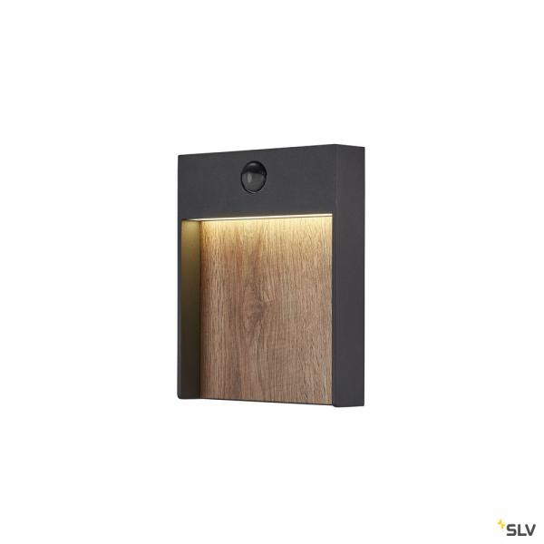 Photo FLATT SENSOR, applique extrieure, anthracite/imitation bois, LED, 16W, 3000K/4000K, IP54, dtecteur de mouvements | Ref : 1002955