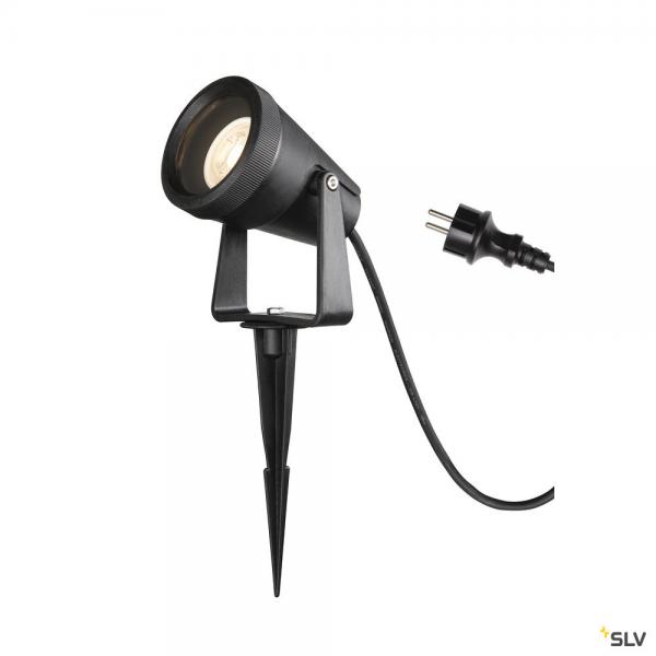 Photo SAMRINA, spot sur piquet extérieur, noir, GU10/LED GU10 51mm, 7W max, IP65, plastique recyclé | Ref : 1004757
