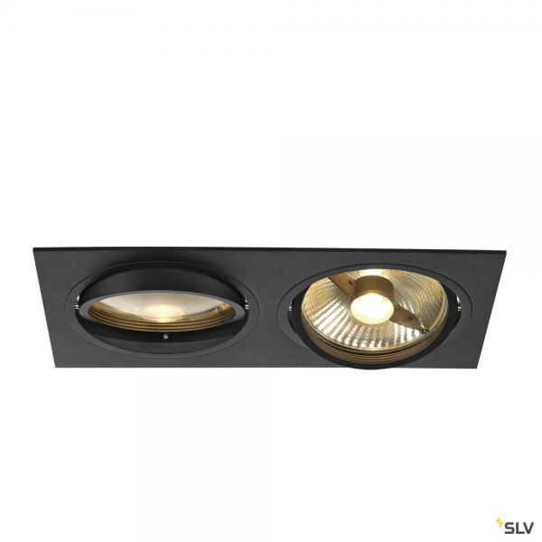Photo NEW TRIA 300, encastr de plafond intrieur, double, noir mat, GU10/QPAR111, 2x 75W max, clips ressorts | Ref : 113840