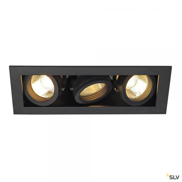 Photo KADUX, encastr de plafond intrieur, triple, noir mat, GU10/QPAR51, 3x 50W max | Ref : 115530