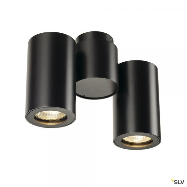 Photo ENOLA B, applique et plafonnier intrieur, double, noir, GU10/QPAR51, 2x 50W max, inclinable  180 | Ref : 151830
