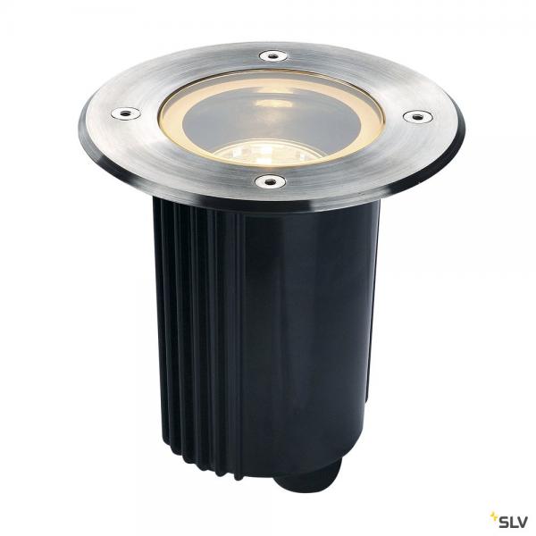 Photo DASAR® 80, encastré de sol extérieur, rond, inox, GU10/QPAR51, 35W max, IP67, collerette inox 316 | Ref : 229320