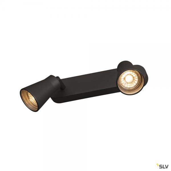 Vignette 2 produit AVO, applique et plafonnier intrieur, double, noir, GU10/QPAR51, 2x 50W max | Ref : 1000889