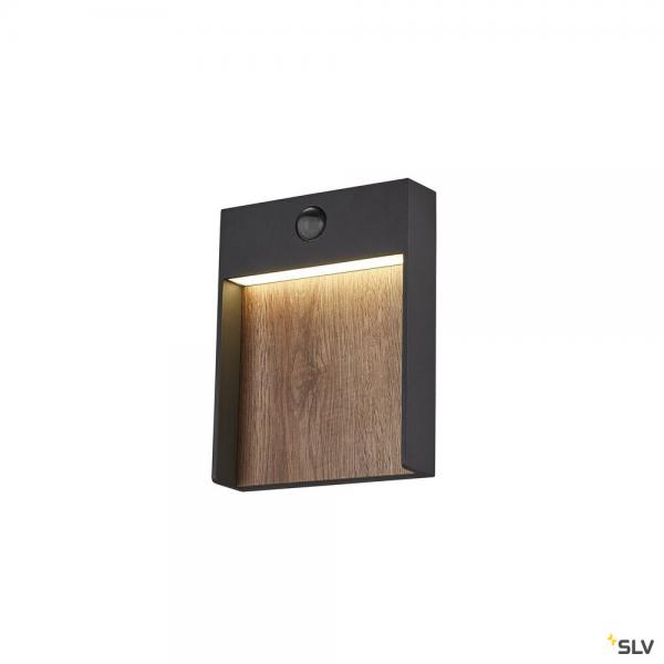 Vignette 2 produit FLATT SENSOR, applique extrieure, anthracite/imitation bois, LED, 16W, 3000K/4000K, IP54, dtecteur de mouvements | Ref : 1002955