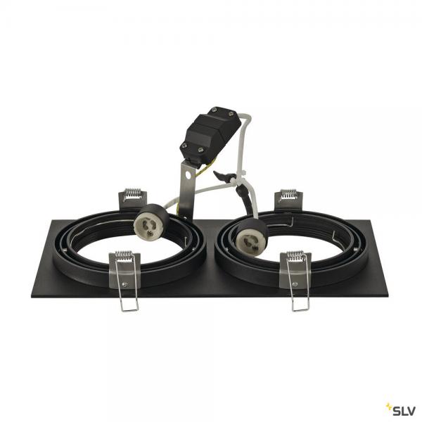 Vignette 2 produit NEW TRIA 300, encastr de plafond intrieur, double, noir mat, GU10/QPAR111, 2x 75W max, clips ressorts | Ref : 113840