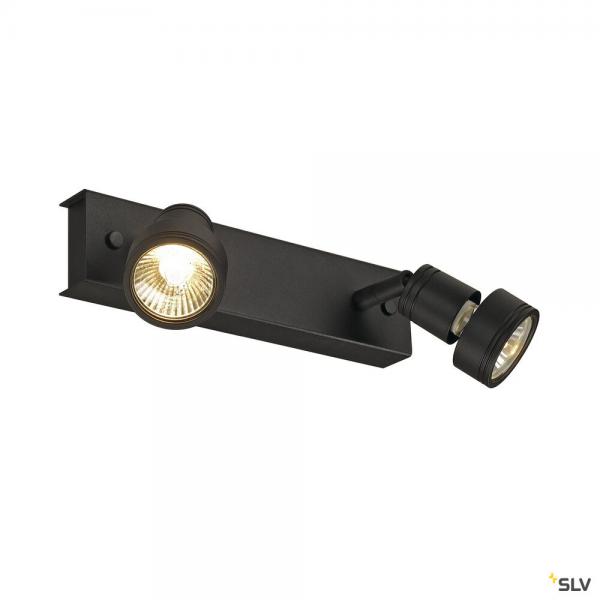 Vignette 2 produit PURI, applique et plafonnier intrieur, double, noir mat, GU10/QPAR51, 2x 50W max | Ref : 147370
