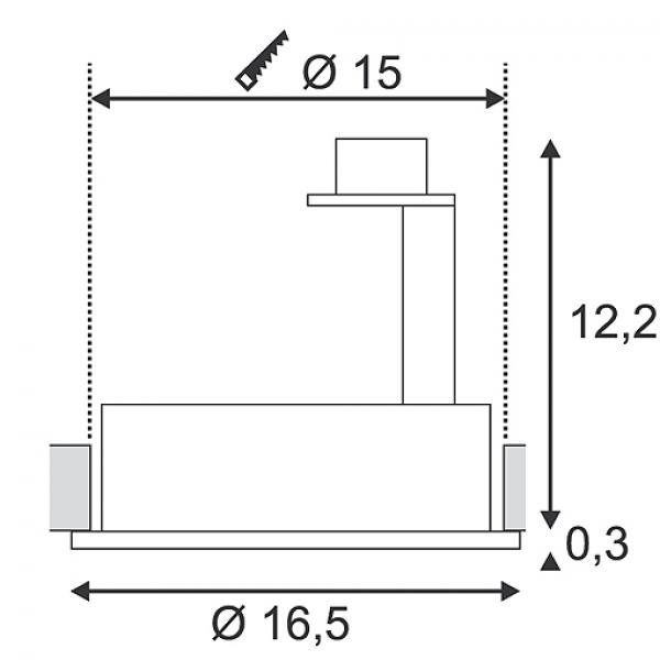 Vignette 3 produit Ref : 113540 | NEW TRIA 150, encastr de plafond intrieur, simple, rond, blanc mat, GU10/QPAR111, 75W max, lames ressorts