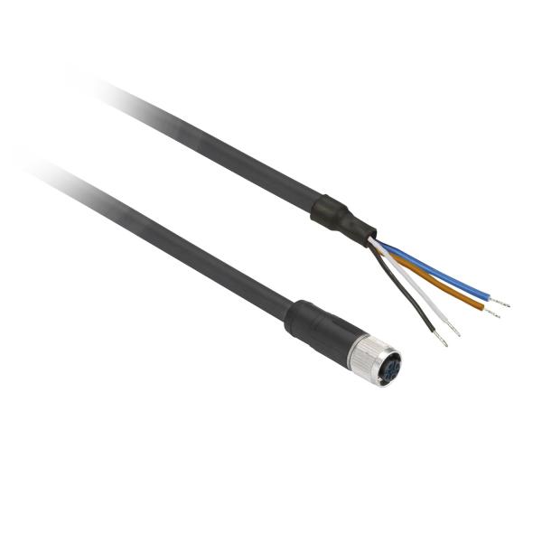 Photo OsiSense XZ - connecteur pr�-c�bl� - droit femelle - M12 - 4 broches - 2m | Ref : XZCP1169L2