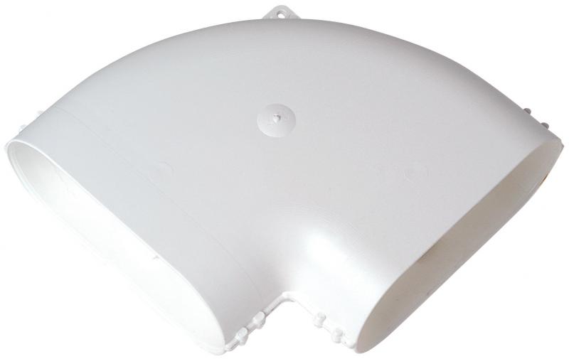 Photo Coude Minigaine blanc 90° horizontal équivalent D80 (40x100), conduits et accessoires rigides plastique pour intégration facile en faux-plafond et derrière parois fines grâce à leur faible encombrement | Ref : 11023977