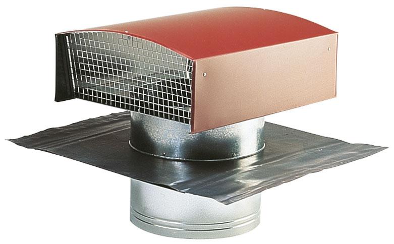 Photo Sortie de toiture D355 finission tuile - RAL 8012 - pour VMC et traitement d'air dans l'habitat collectif et les immeubles tertiaires - Utilisation en amen� d'air comme en rejet d'air | Ref : 11030103