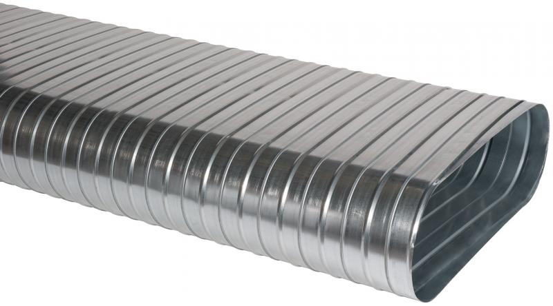 Photo Conduit spiralé rigide oblong galvanisé CSRO de 3 mètres - Longueur 490 mm x Hauteur 130 mm - Réseaux de distributuion d'air nécessitant le passage de gros débits dans un espace réduit (faux-plafonds) - Réseaux apparents | Ref : 11064445