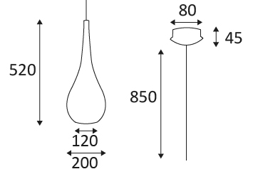Vignette 3 produit Ref : KI00204 | DROP520 E27 SUSPENSION 40W CLA/ECO