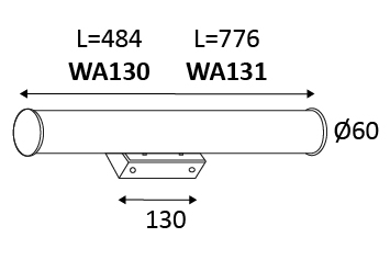 Vignette 3 produit Ref : WA13003 | BELLS 9W 862Lm 3000K L:48,4CM IP44 CHROM