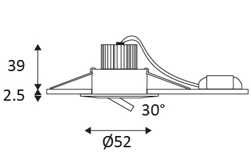 Vignette 3 produit Ref : DO334WW30 | LASY RX DO334 1W 90Lm 3000K 30� blanc mat