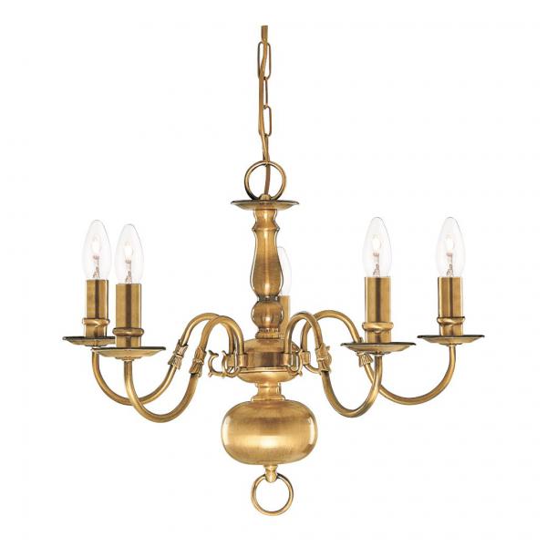 Photo FLEMISH - 5LT Suspension, Laiton antique | Ref : 1019-5AB
